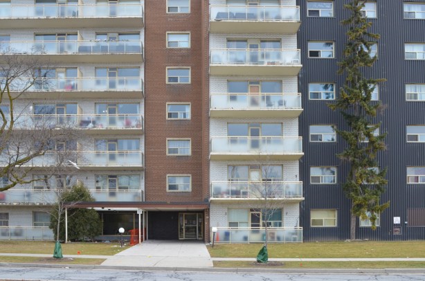 front of apartment building