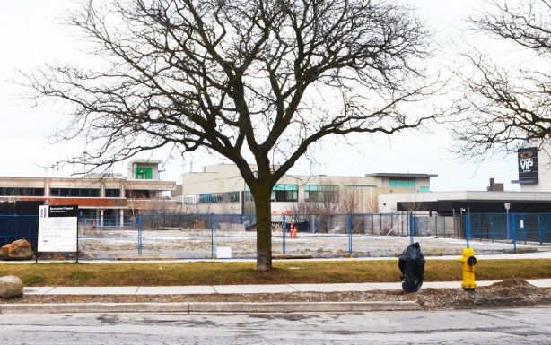 now vacant lot beside Shops of Don Mills where old post office building was demolished
