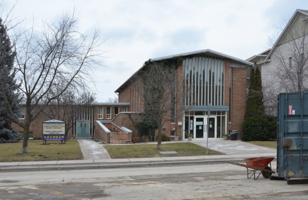 Donway Baptist church, built in the late 1960s, brick building