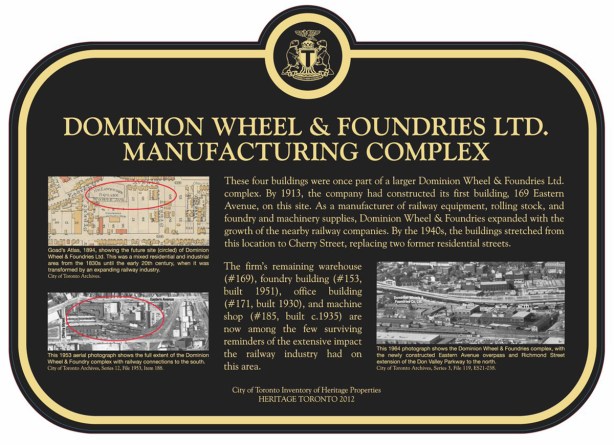 plaque at former Dominion Wheel and Foundries Company on Eastern Avenue