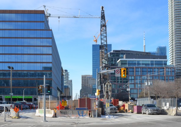 looking west on Queens Quay from Lower Sherbourne, construction,