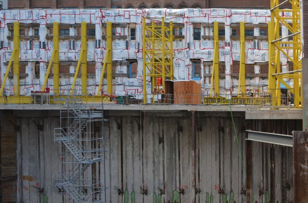 construction site, Adelaide street, new condo building, but with retention of the old facade