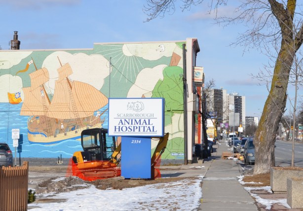 mural routes mural on Kingston Rd, historic scene, schooner Onondaga