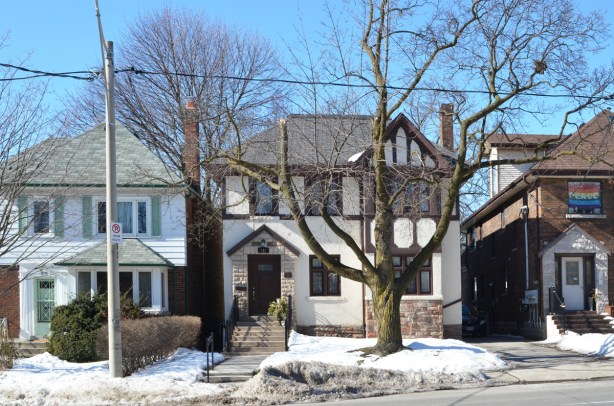three older houses on Avenue Road, winter time