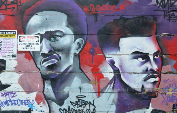 mural of two black men 