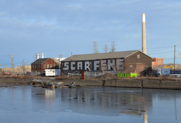 old buildings still remaing on Villies Street as seen from across the Keating Channel 