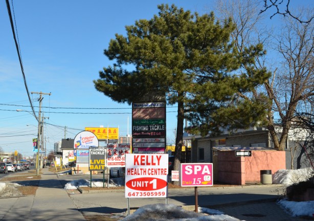 signs along Sheppard Ave East