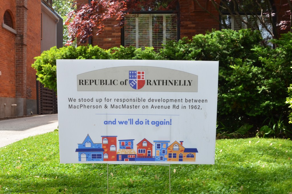 Republic of Rathnelly sign on a front lawn, protesting development in the area