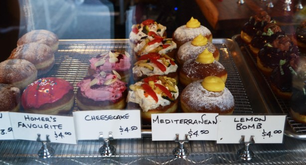 donuts in the window of De Sotos restaurant