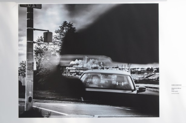 black and white photo of cars, Chris Donovan, on exhibit