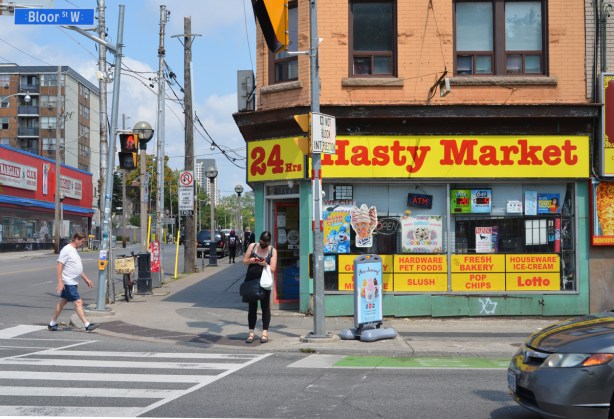 24 hour hasty mart on an intersection of Bloor
