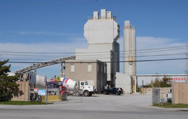 cement plant on Commissioners Road, cement truck parked in front