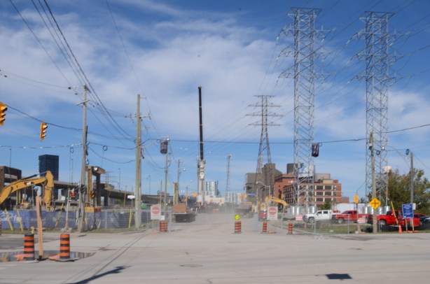 looking north on Don Roadway from Villiers, demolition of Gardiner
