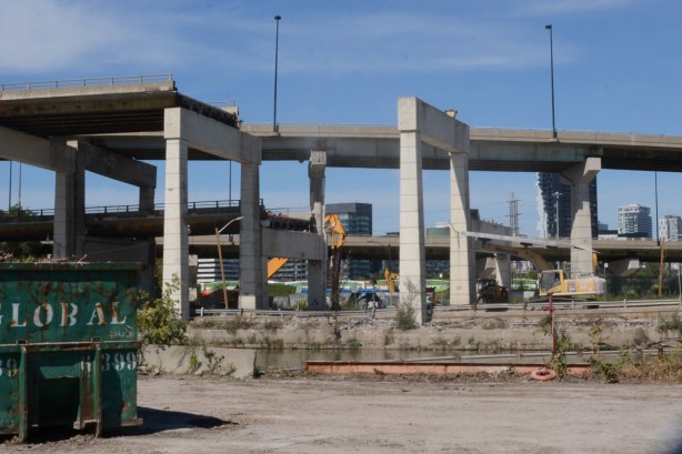 ramp to Don Valley Parkway is still in place but the Gardiner is gone except for a couple of bents