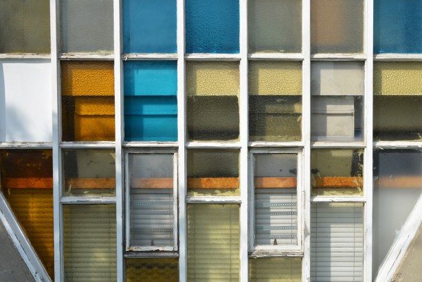 coloured and textured windows of a church