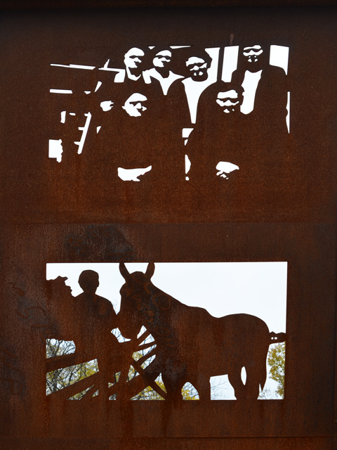 two pictures cutout of rusted metal 