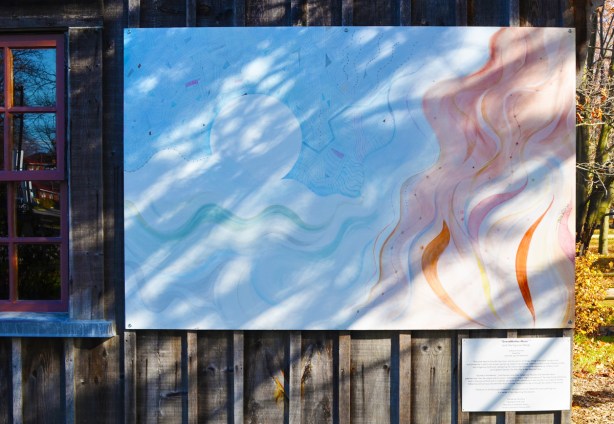 a picture on an exterior wall