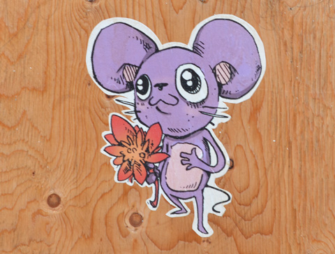 little purple mouse sticker graffiti
