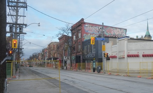 looking west along Queen Street West from Augusta