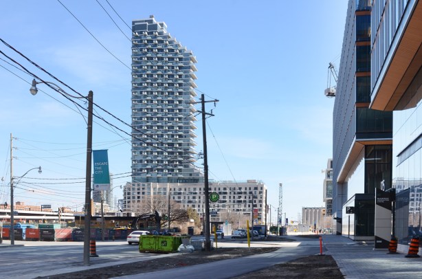 new construction, new condo, at Dockside Dr. and Queens Quay East, Corus Quay, waterfront, new street, 