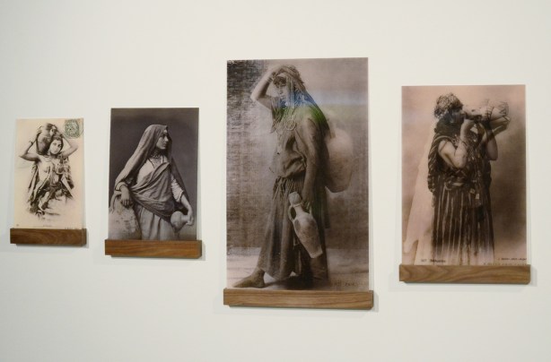 4 pictures based on old postcards of Muslim women