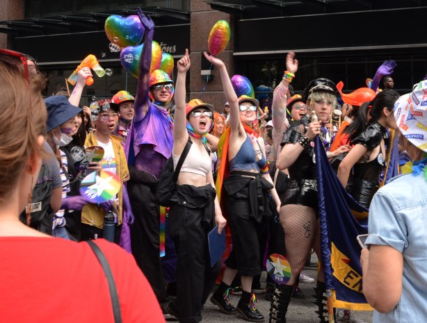 member of skule university of toronto engineering school in pride parade