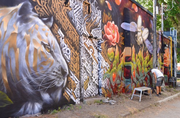 mural part of new dawn project, painting by Nick Sweetman