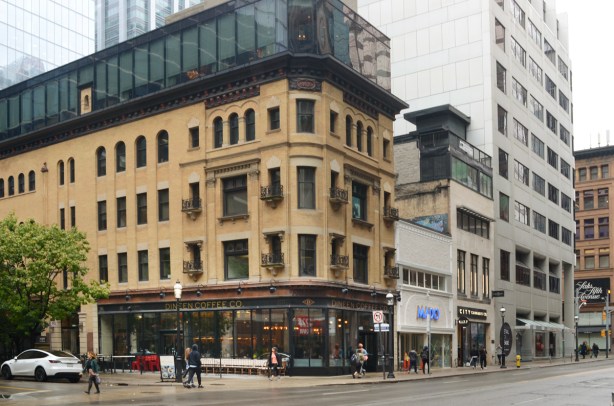 Dineen coffee, an old building on the northwest corner of Yonge and Temperance streets. 