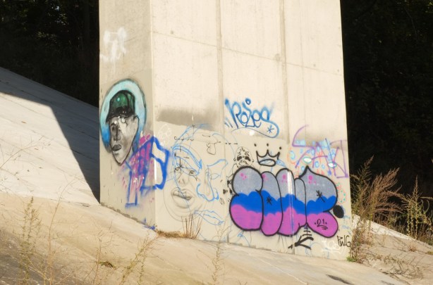  graffiti on bridge concrete support