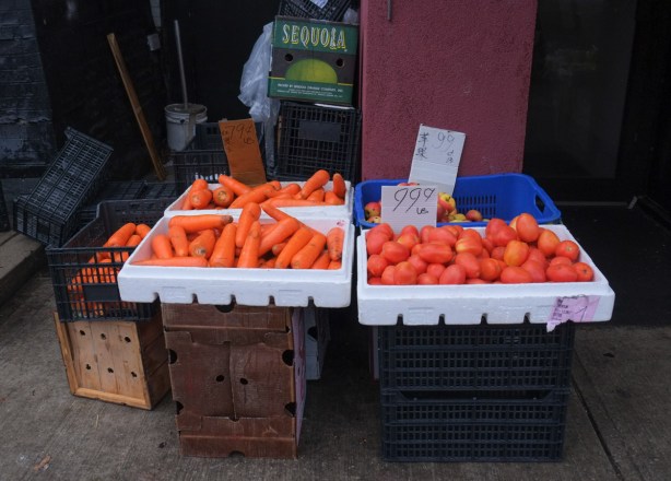 carrots and tomatoes for sale, chinatown