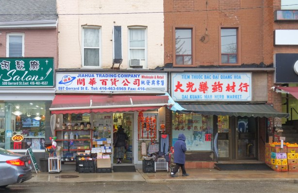 stores in Chinatown East, Jiahua Trqding Company and an herb store