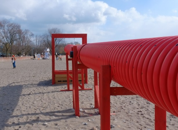 winter stations installation at Woodbine Beach,