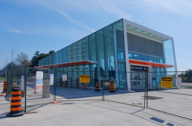 new entrance to Science Centre LRT station at Eglinton and Don Mills