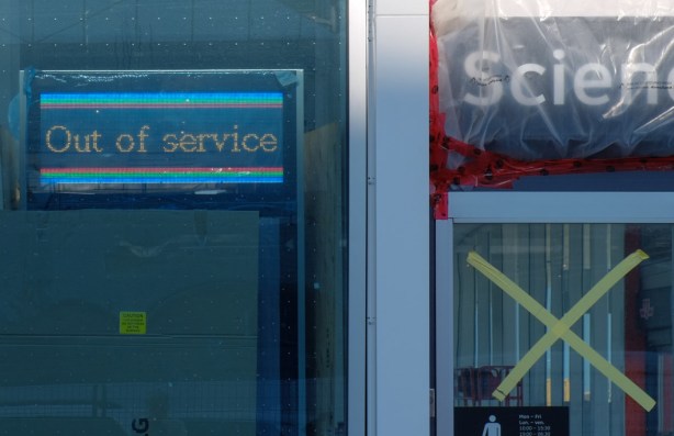 sign that says out of service