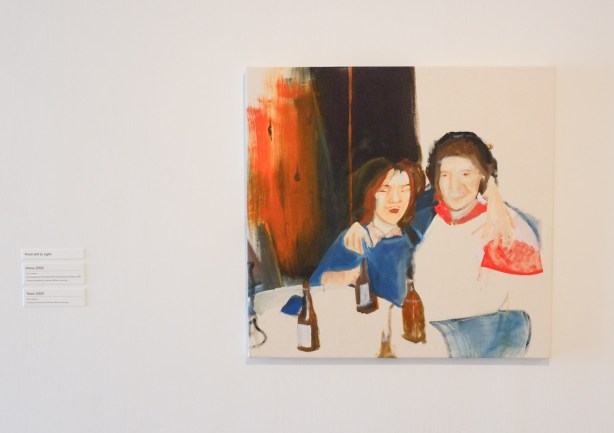 painting by Brenda Draney of two women at a table