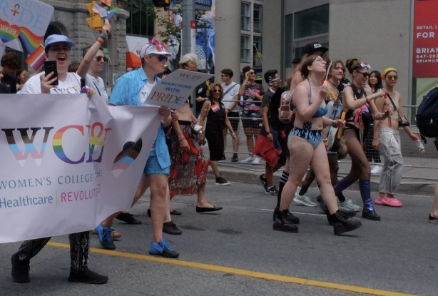 group pf women at dyke march in downtown toronto, 