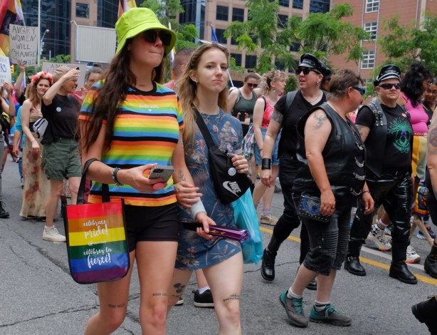 group of women at dyke march in downtown toronto, 