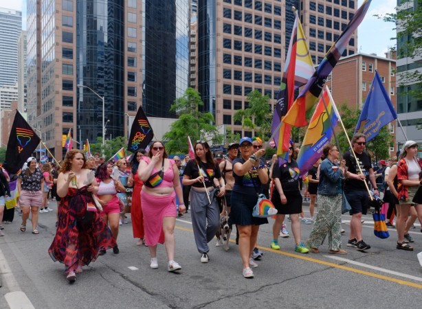 group pf women at dyke march in downtown toronto, 