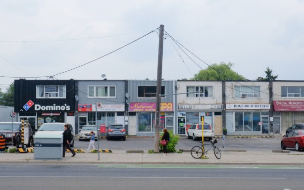 line of two storey brick store fronts on Marlee Ave