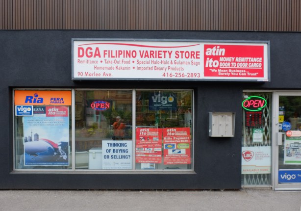 front window of Filipino variety store