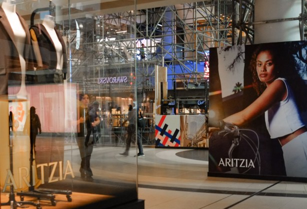 scaffolding and large adverts inside the eaton centre