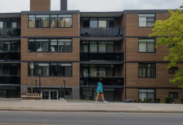 low rise apartment building, brick, 