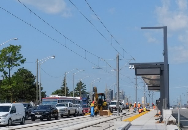 construction of tracks and station, new lrt on finch