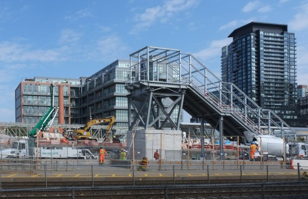 construction on north side of GO tracks at Exhibition station