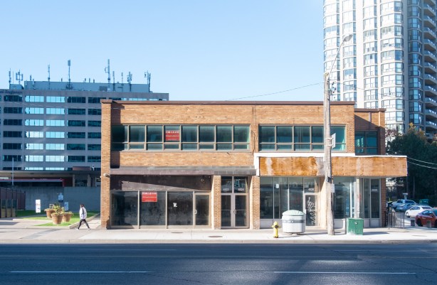 two storey brick commercial or office space, empty, for lease, on yonge street, brick building