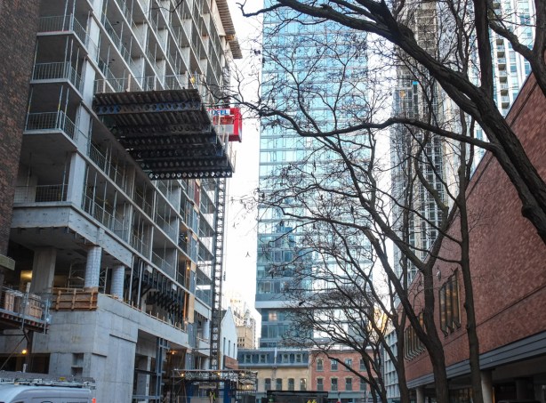 looking westward on asquith towards yonge, toronto reference library on the right