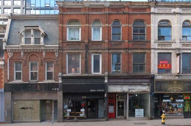old three storey brick buildings on yonge street