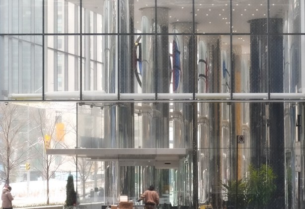 glass structure south of the Gardiner on York 