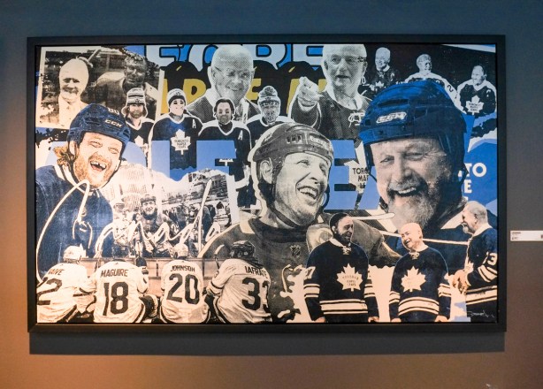 collage of Maple Leafs hockey players, framed picture on wall 