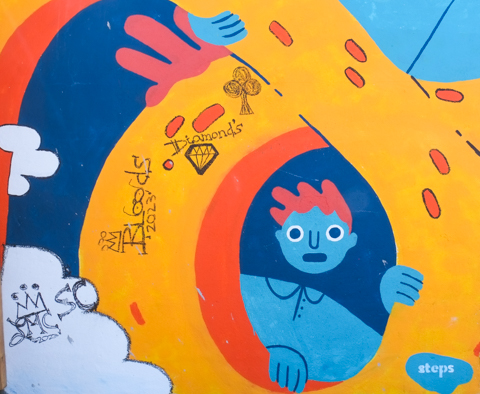 small street art in paul estrela lane painted by Heidi Berton